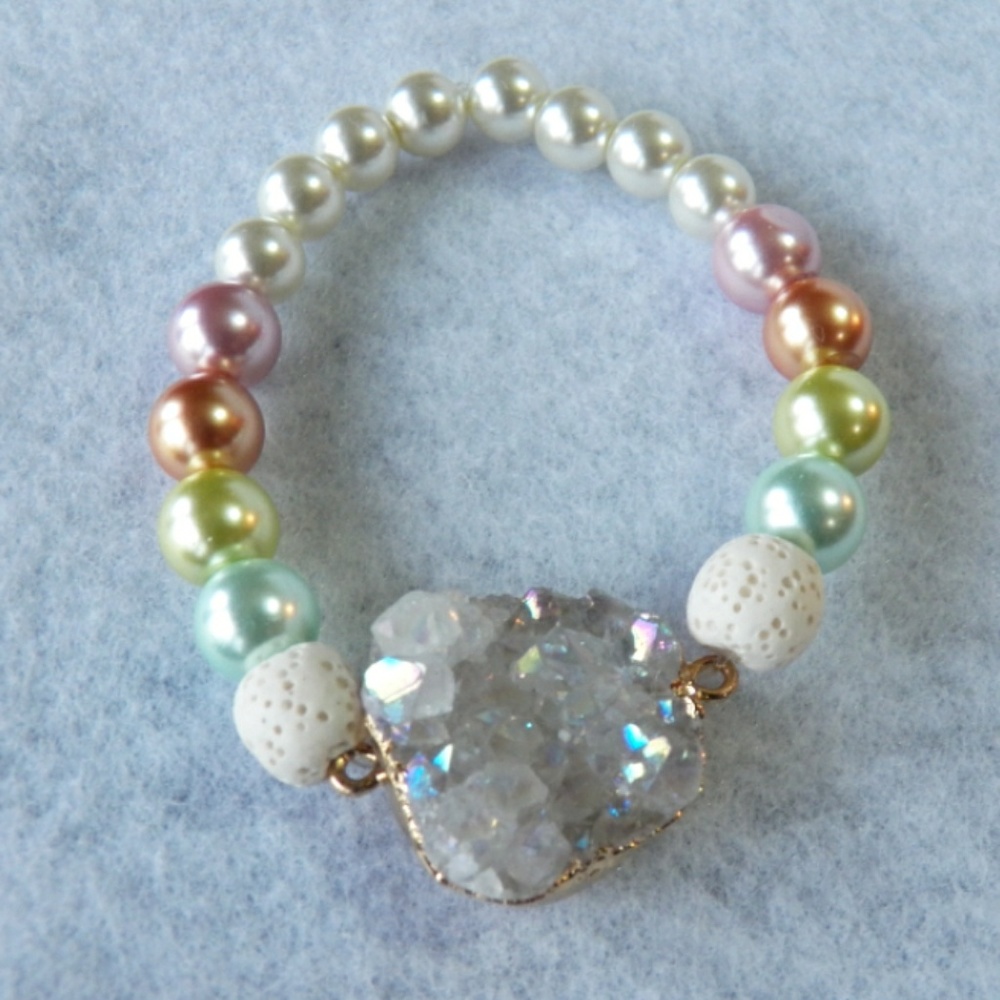 Druzy lava bead essential oil diffuser bracelet